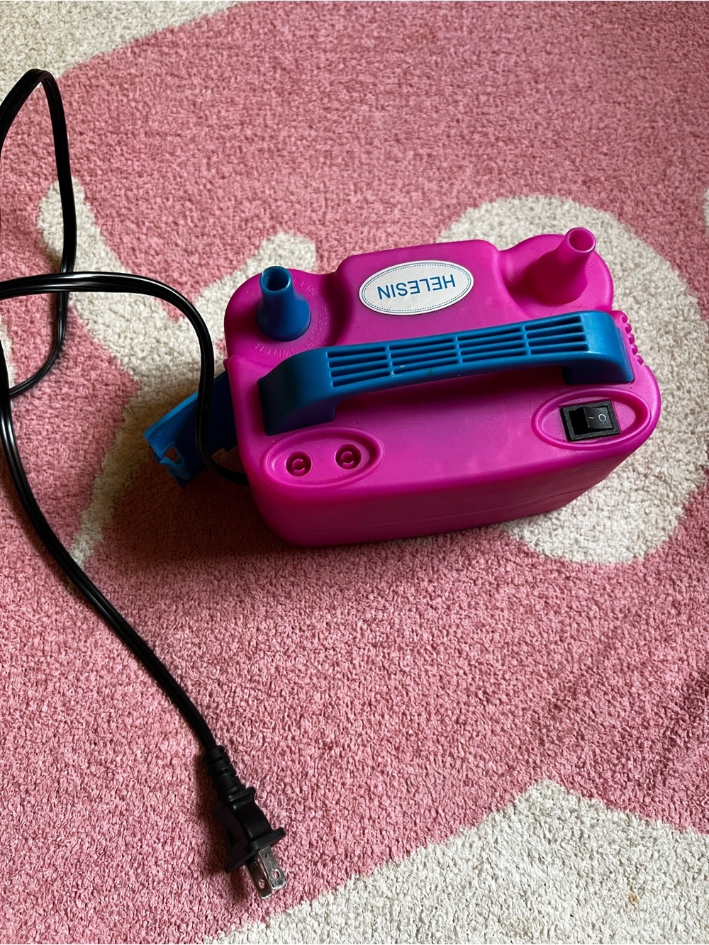 Amazon Helesin Pink Electric Air Pump with Blue Handle
